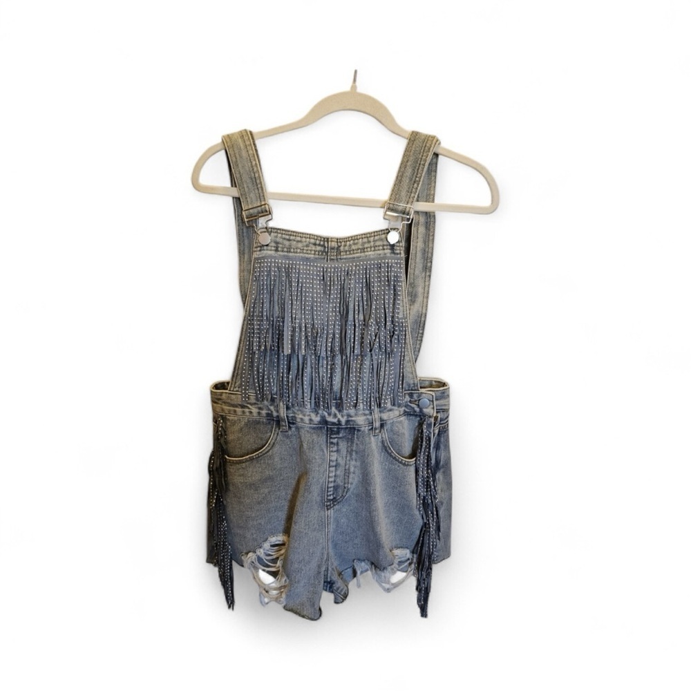 Blue B Collection Distressed Denim Overalls